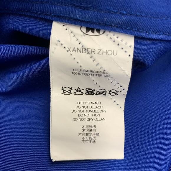 XANDER ZHOU Size S Blue Solid Polyester Epaulettes Long Sleeve Shirt - Picture 6 of 6